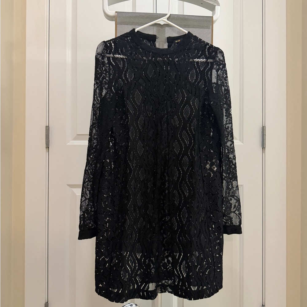 Maje Black Lace Long Sleeve Dress
